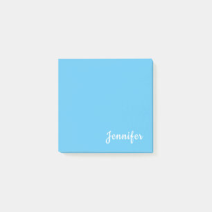 Sky Blue Trendy Modern Minimalist Chic Name Post-it Notes