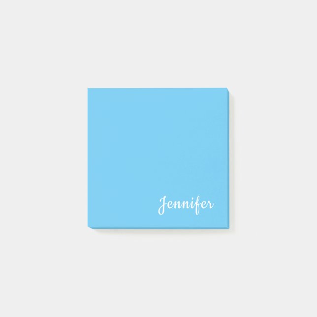 Sky Blue Trendy Modern Minimalist Chic Name Post-it Notes (Front)