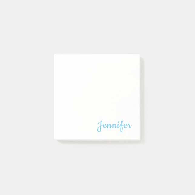 Sky Blue Trendy Modern Minimalist Chic Name Post-it Notes (Front)