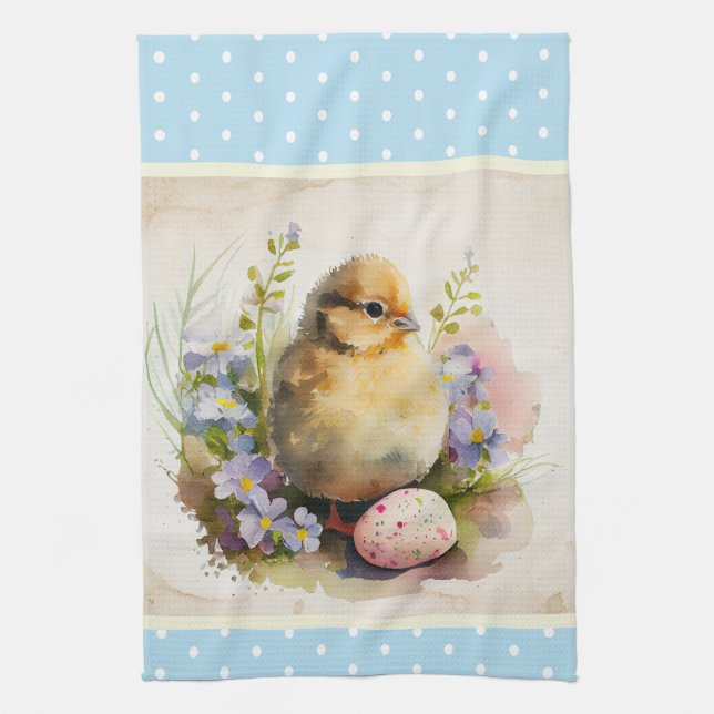 Sky blue vintage chic Easter Kitchen Towel (Vertical)