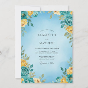 Sky Blue Vivid Summer Wedding Invitation