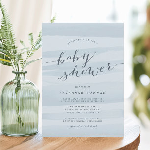Sky Blue Watercolor Baby Shower Invitation