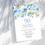 Sky Blue Watercolor Flowers 90th Birthday Party Invitation<br><div class="desc">Sky Blue Watercolor Flowers 90th Birthday Party Invitation

See matching collection in Niche and Nest Store</div>