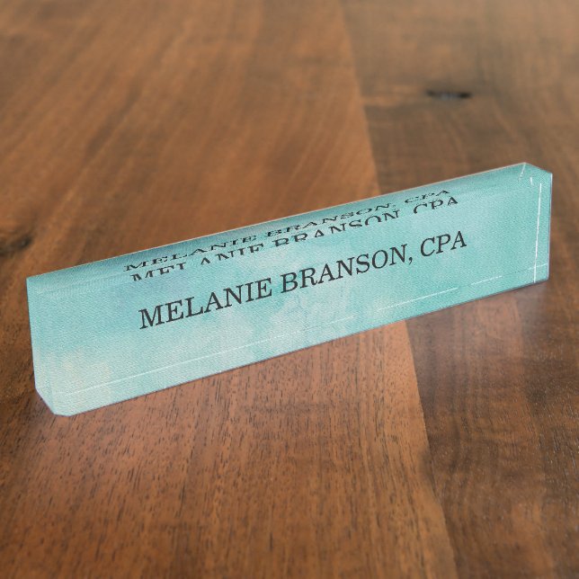 Sky Blue Watercolor Name Title One Line   Nameplate (Side)