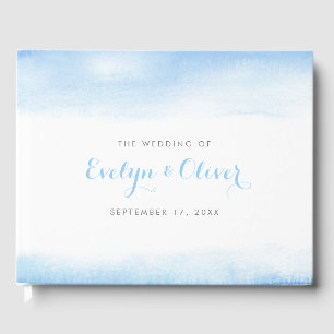 Sky Blue Watercolor Wash Wedding Guest Book