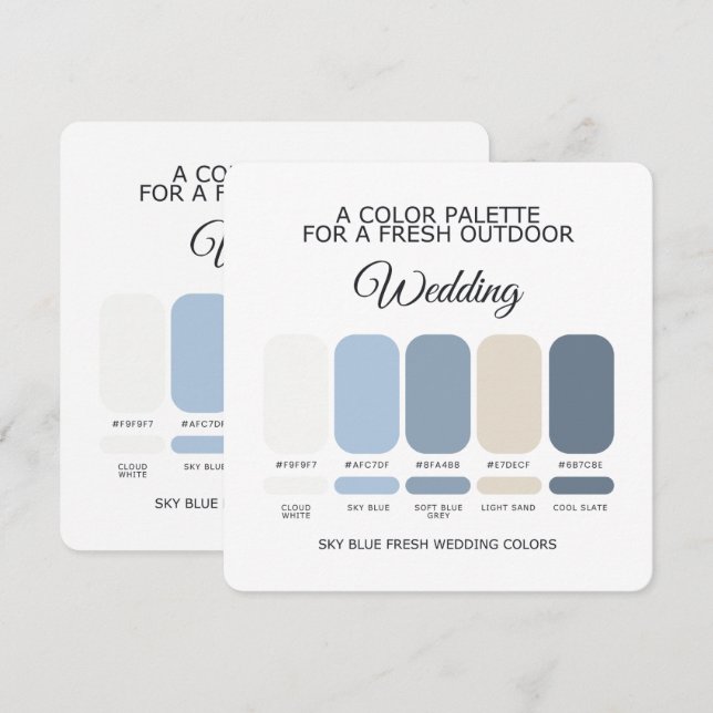 Sky Blue Wedding Color Palette Card (Front/Back)