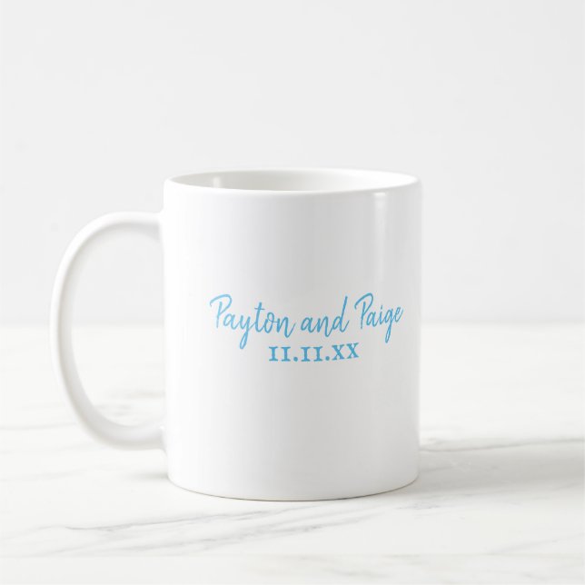 Sky Blue Wedding Personalised Coffee Mug (Left)