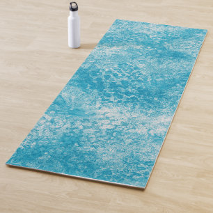 Sky Blue & White Coral Texture Yoga Mat