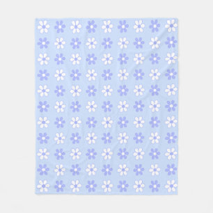 Sky Blue & White Flowers on Light Blue Fleece Blanket