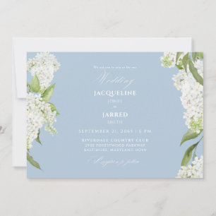 Sky Blue White Hydrangeas Wedding II Invitation