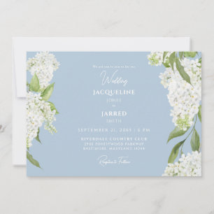 Sky Blue White Hydrangeas Wedding  Invitation