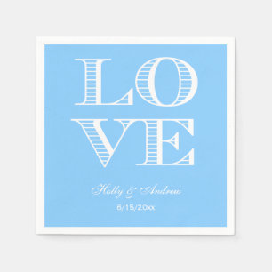 Sky Blue, White LOVE Napkins