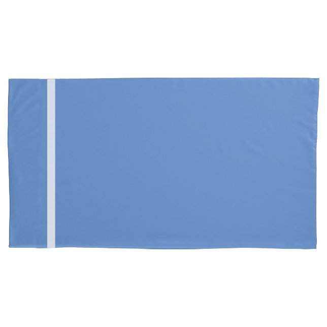 Sky Blue White Stripe Trim  Pillowcase (Front-Left)
