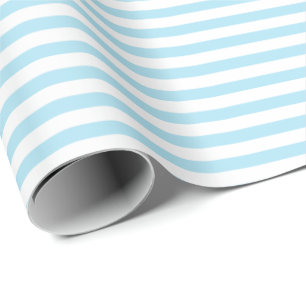 Sky Blue   White Stripe Wrapping Paper