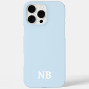 sky blue & white unique monogram name initials  iPhone 16 pro max case