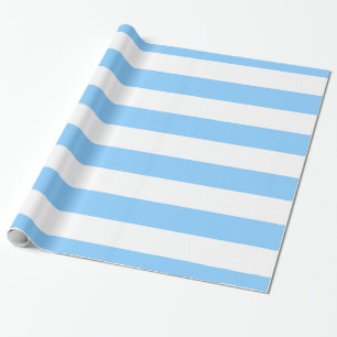 Sky Blue, White XL Stripes Pattern Wrapping Paper