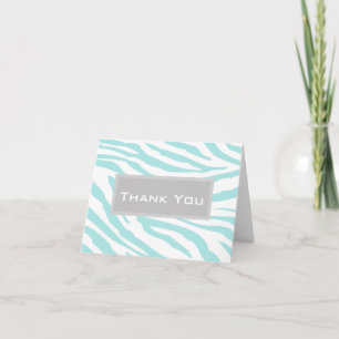 Sky Blue White Zebra Animal Thank You Card