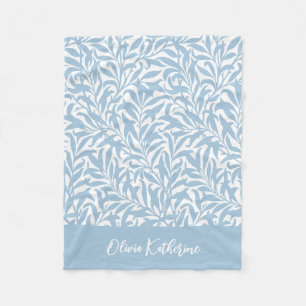 Sky Blue Willow Bough Monogrammed Fleece Blanket