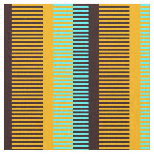 Sky Blue Yellow Brown Stripes Fabric