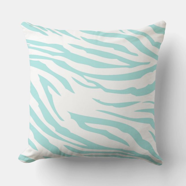 Sky Blue Zebra Print Cushion (Front)