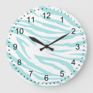 Sky Blue Zebra Print Large Clock