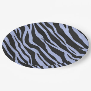 Sky Blue Zebra Striped Paper Plate