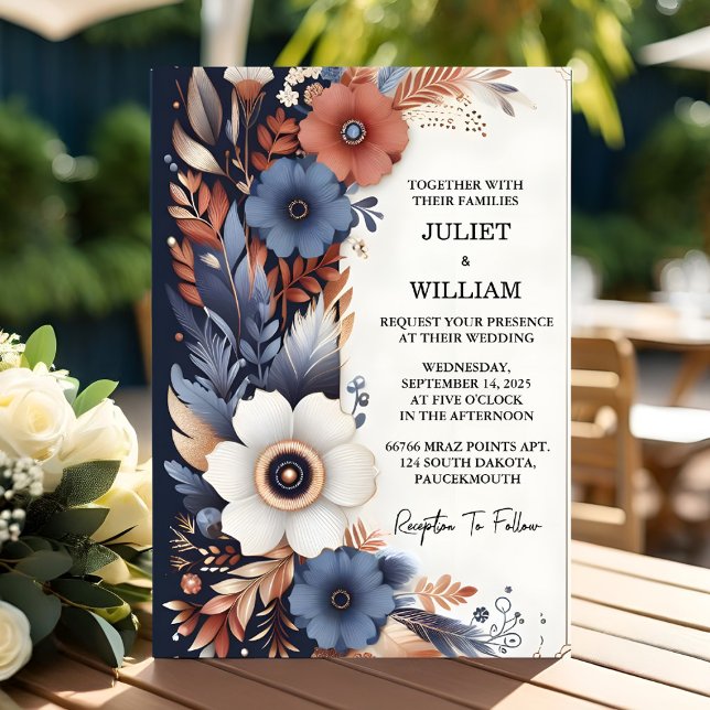 Sky Budget Cheap Outdoor Stylish Navy Blue Wedding Invitation (Creator Uploaded)