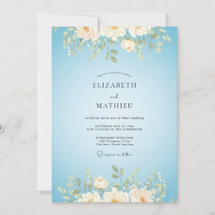 Sky Butter Peony Wedding Invitation