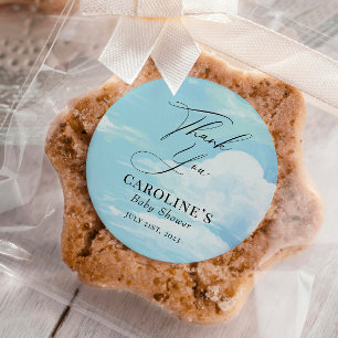Sky Clouds Blue Baby Shower Thank You Classic Round Sticker