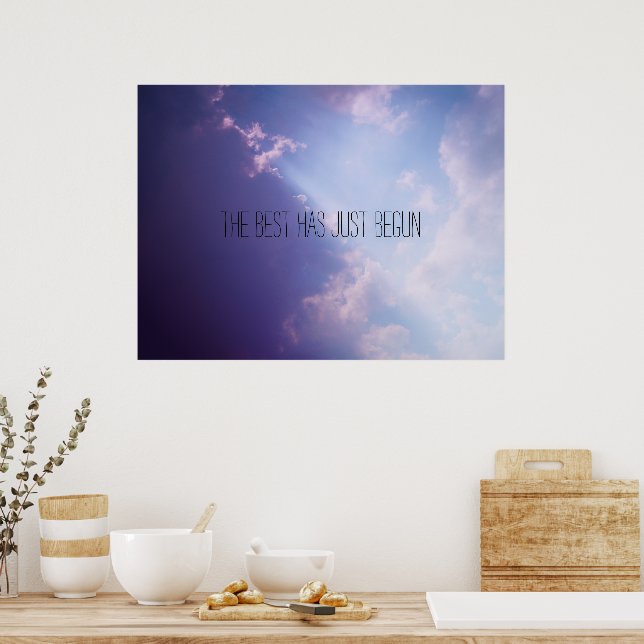 Sky Clouds Pastel Photo Inspirational Custom Text Poster (Kitchen)