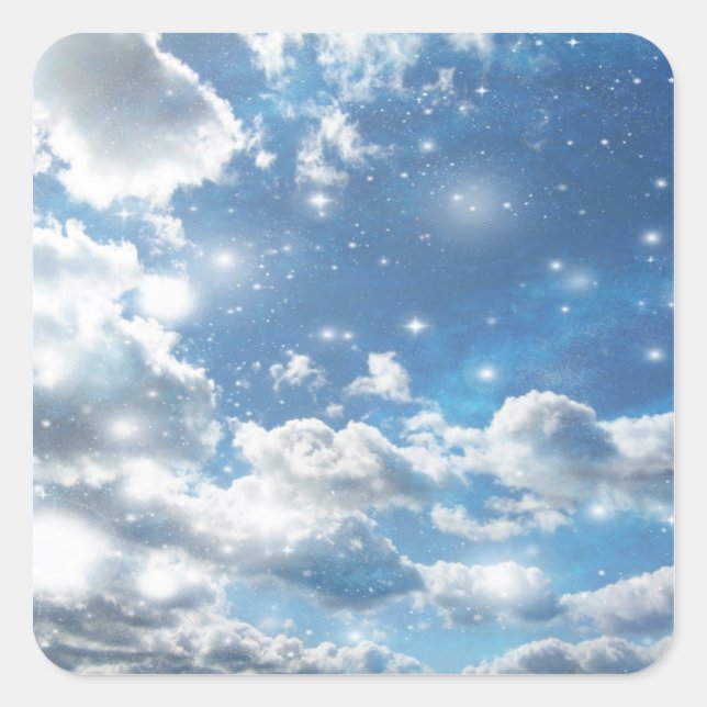 Sky Clouds Sparkles Square Sticker (Front)