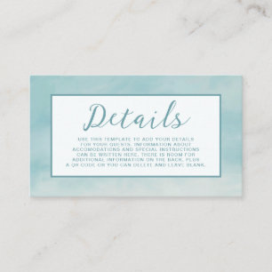 Sky Clouds Wedding Details Card Ethereal Blue