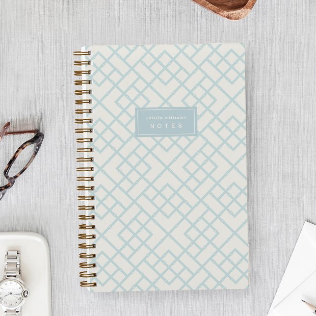 Sky | Coastal Bamboo Trellis Personalised Notebook (Creator Uploaded)