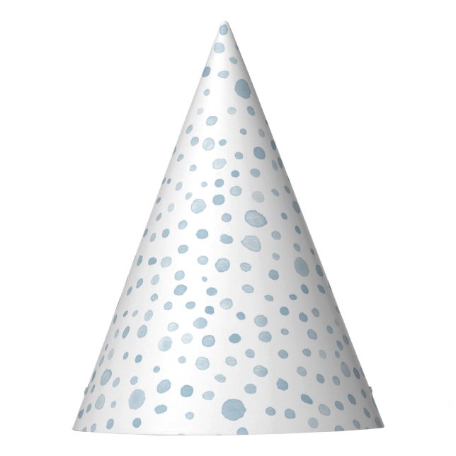 Sky Confetti Watercolor Dots Party Hat (Front)