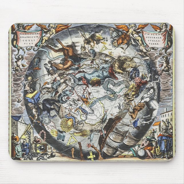 Sky Constellations Vintage Map Mouse Pad (Front)