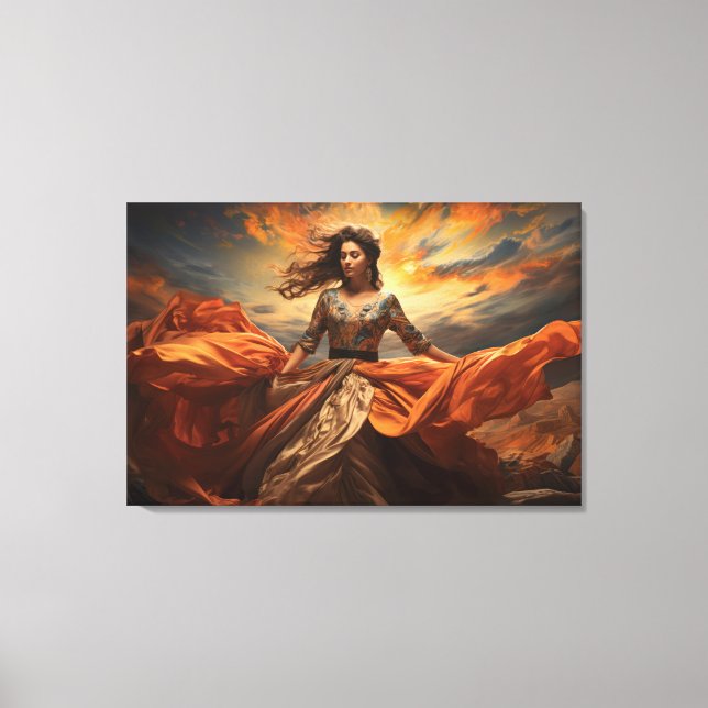 Sky Dancer Portrait of a Woman Silk Dress Canvas Print (Front)