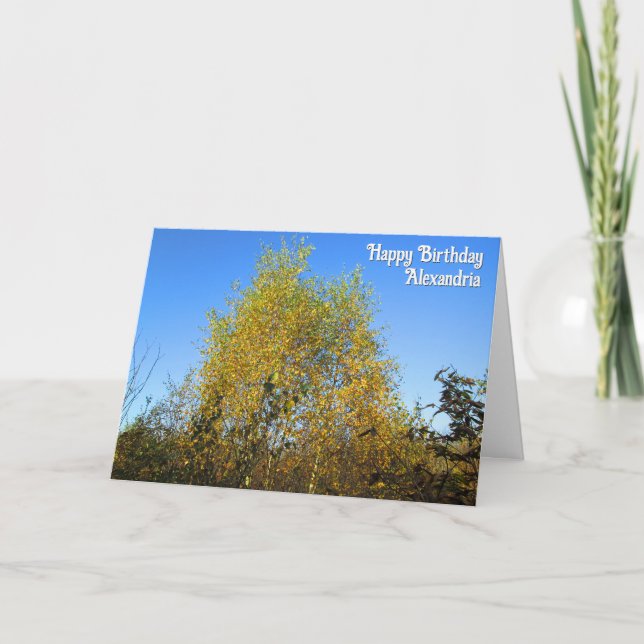 Sky Dancing Autumn Leaves - Custom Birthday Card (Front)