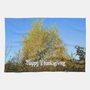 Sky Dancing Autumn Leaves - Custom Thanksgiving Tea Towel