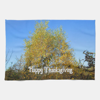 Sky Dancing Autumn Leaves - Custom Thanksgiving Tea Towel