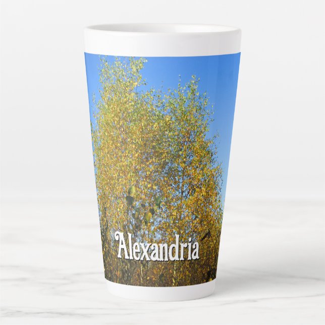 Sky Dancing Autumn Leaves - Large Personalized Latte Mug (Front)