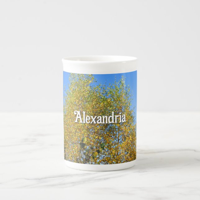 Sky Dancing Autumn Leaves - Personalized Bone China Mug (Front)