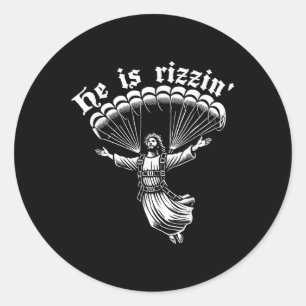 Sky Diving Sky Diver Jesus Christ Rizzin Easter Pa Classic Round Sticker