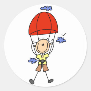 Sky Diving Stick Figure Classic Round Sticker