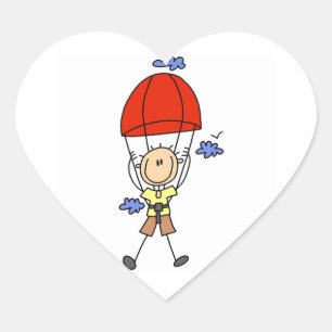 Sky Diving Stick Figure Heart Sticker