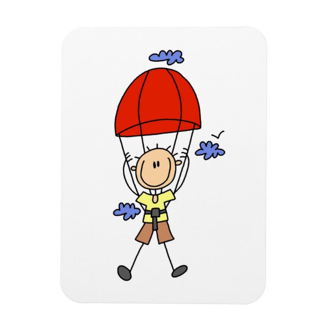 Sky Diving Stick Figure Magnet (Vertical)