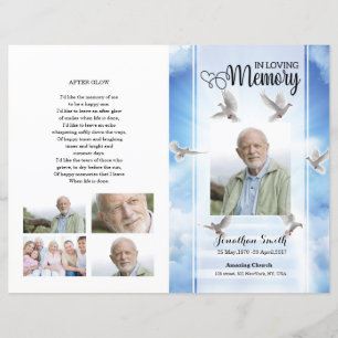 sky & dove Funeral Program template
