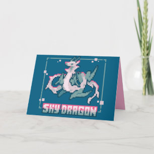 Sky Dragon, happy birthday pixel art Thank You Card