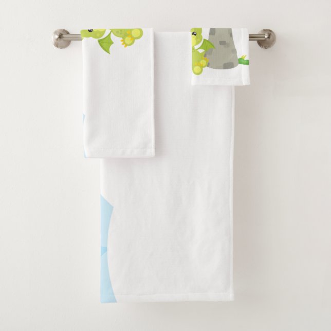 Sky Dragon Kid's Personalised Bath Towel Set (Insitu)