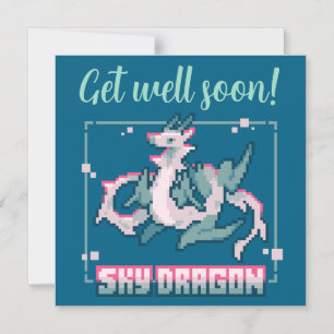 Sky Dragon pixel art Get well soon Magnetic Invitation