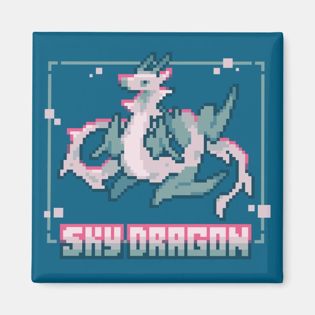 Sky Dragon, pixel art Magnet (Front)